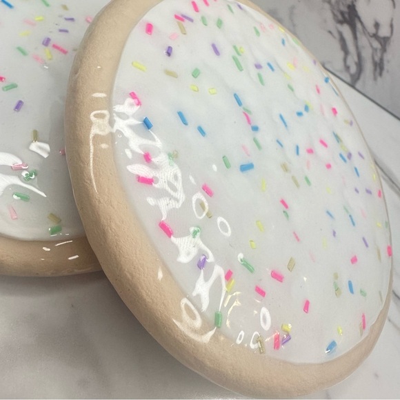 Sprinkled Sugar Cookie Clay Coasters Handmade – Set of 4 - Picture 6 of 9